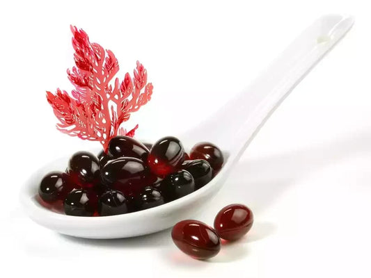 Astaxanthin Pills on white Background