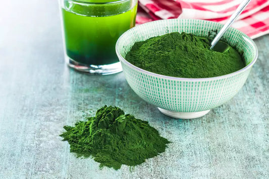Chlorella powder in a bowl